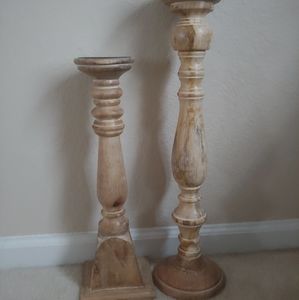 Two Wooden Candle Sticks